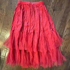 Big Girls 8 Joyfolie Vibrant Red Layered Skirt